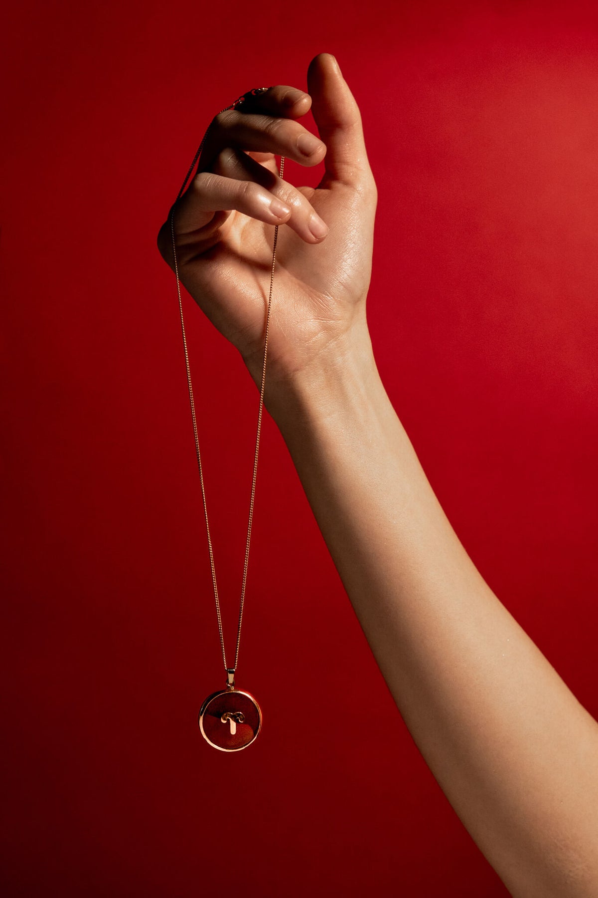 Aries zodiac pendant: carnelian cabochon and 14K Gold Vermeil.

Amuleto de Aries: cornalina cabujón y 14K Gold Vermeil.